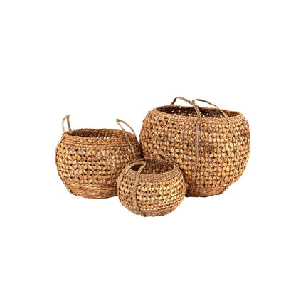 Water Hyacinth Round Handled Baskets (Set of 3)