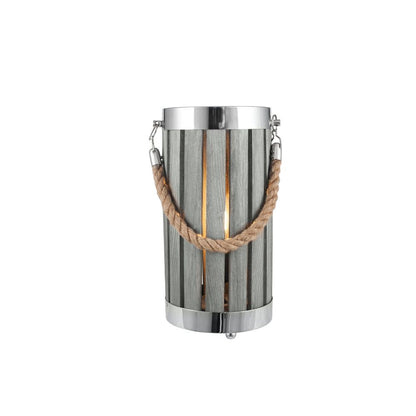Austell Pine Wood Grey Wash Small Lantern Table Lamp