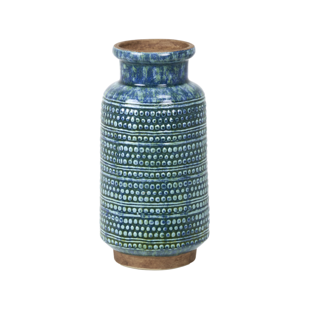 Theano Dot Design Blue Glaze Vase