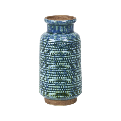 Theano Dot Design Blue Glaze Vase