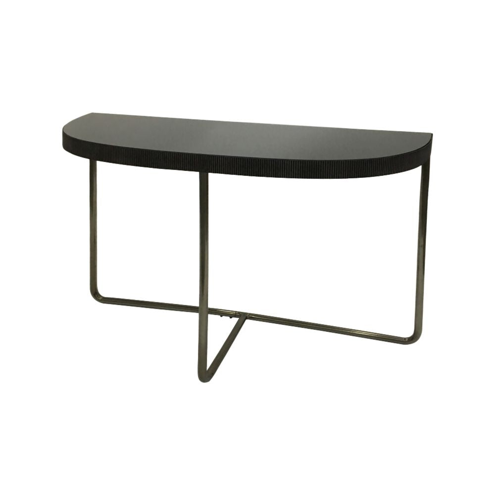 Knightsbridge Half Moon with Black Tinted Glass Console Table