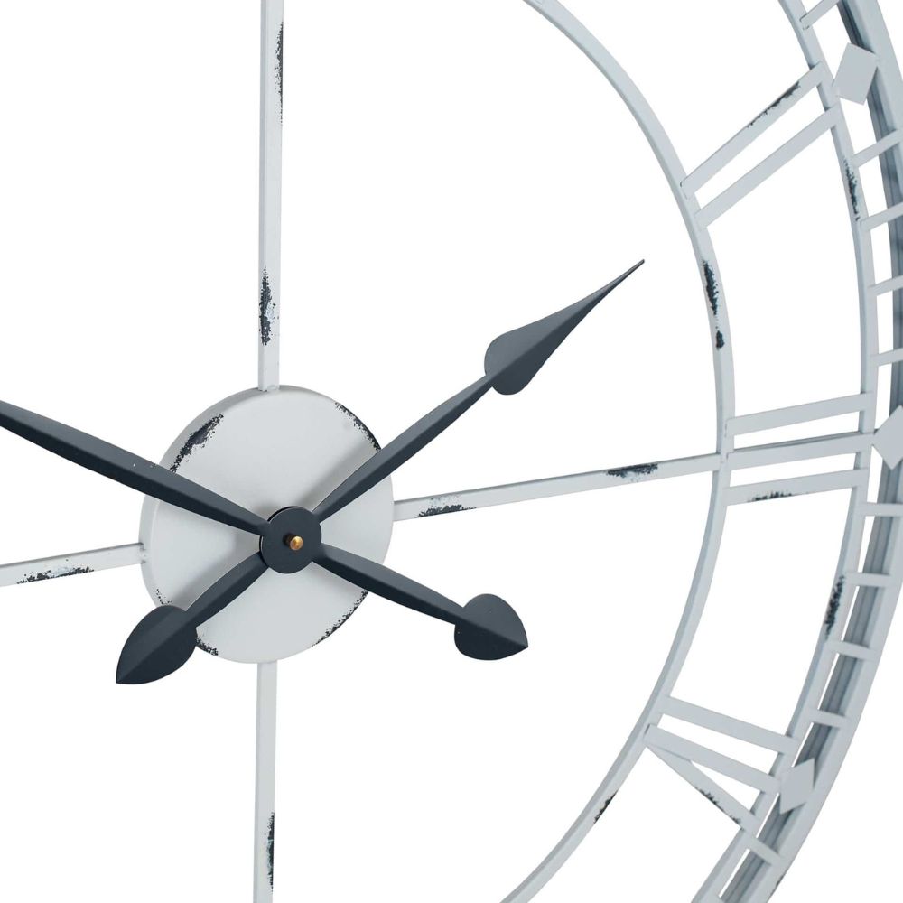 Metal Antique Grey Round Wall Clock Large