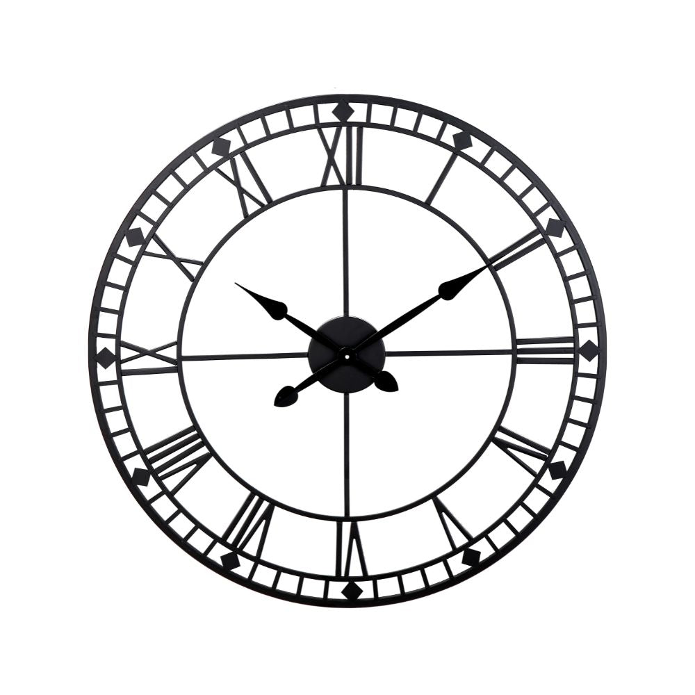 Metal Black Round Wall Clock Large