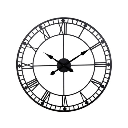 Metal Black Round Wall Clock Large
