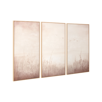 Natural and White Landscape Canvases with Natural Frames