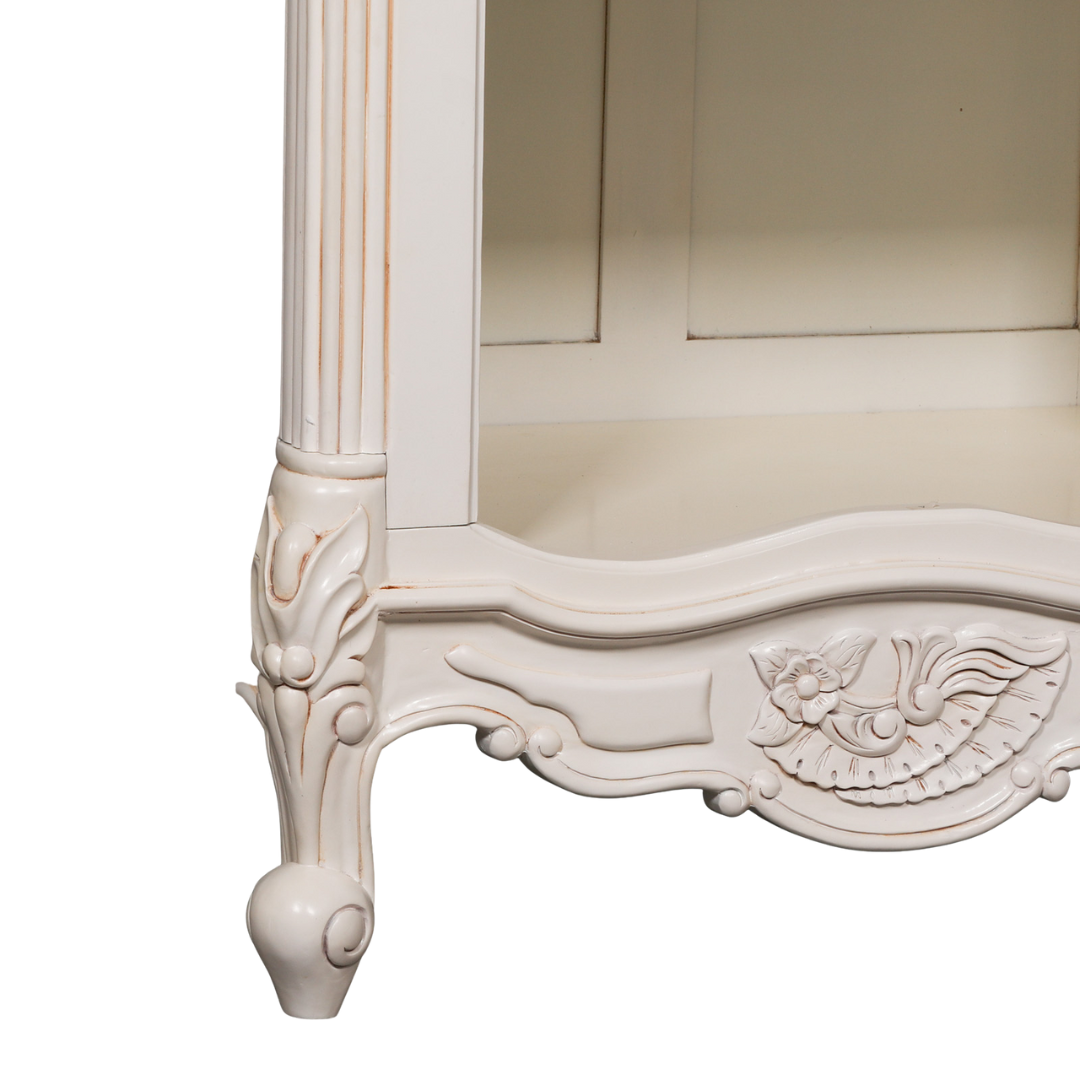 Elden White Carved Mahogany Bookcase