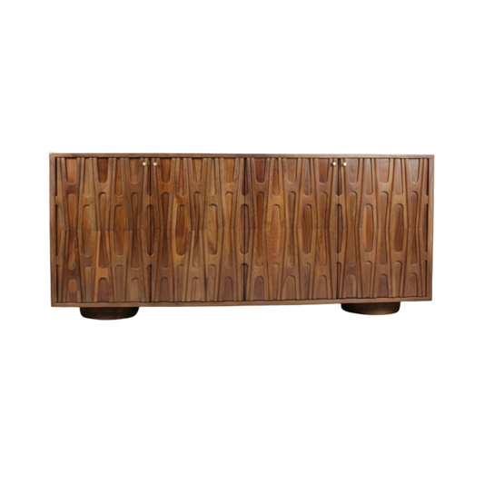 Aranya Solid Wood 4 Door Retro Carved Sideboard