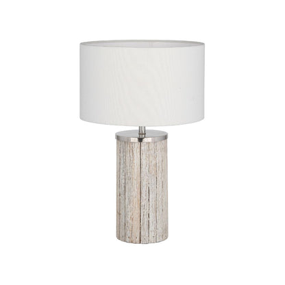 Haley Wood White Wash Column Table Lamp