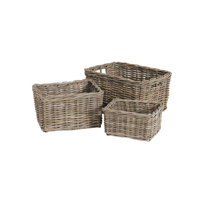Kubu Grey Rectangular Basket Storage (Set of 3)