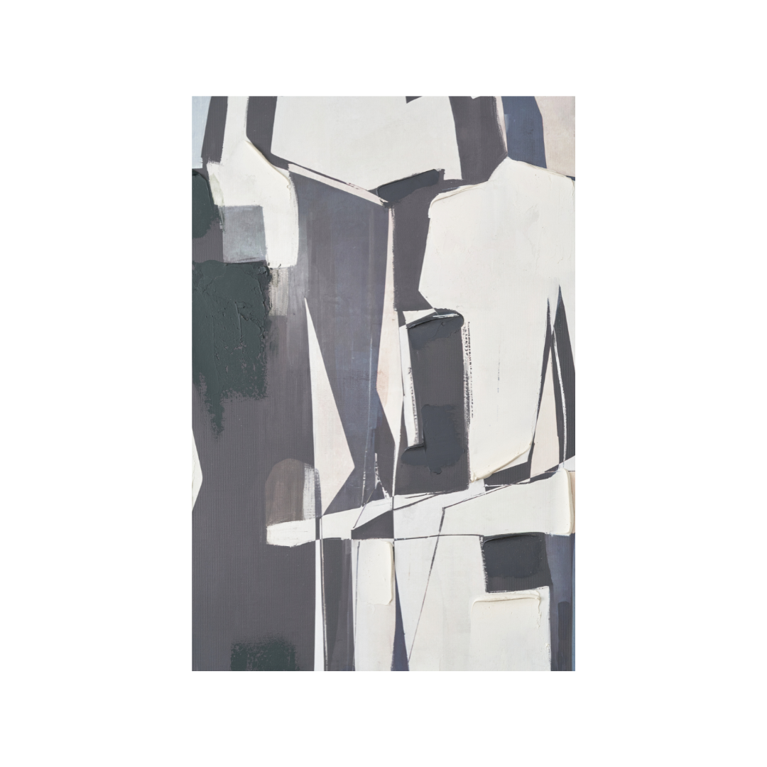Monochrome Abstract People Canvas with Black Frame