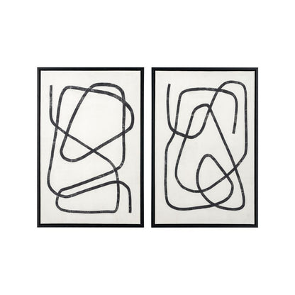 Canvases Black Squiggle Print with Black Frames (Set of 2)