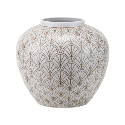 Barbier White Art Deco Fan Ceramic Vase