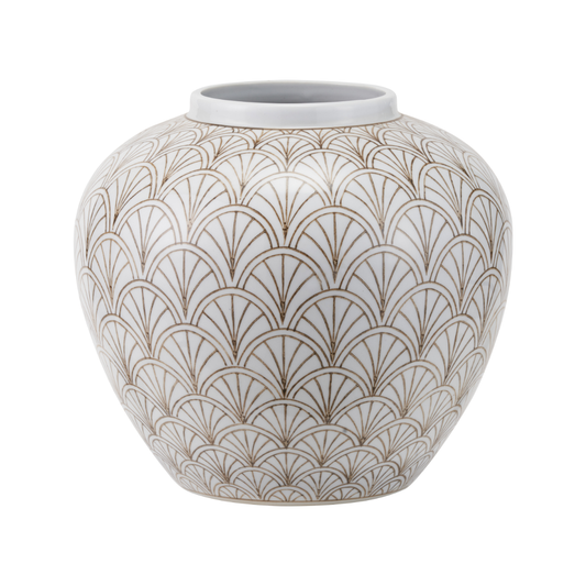 Barbier White Art Deco Fan Ceramic Vase