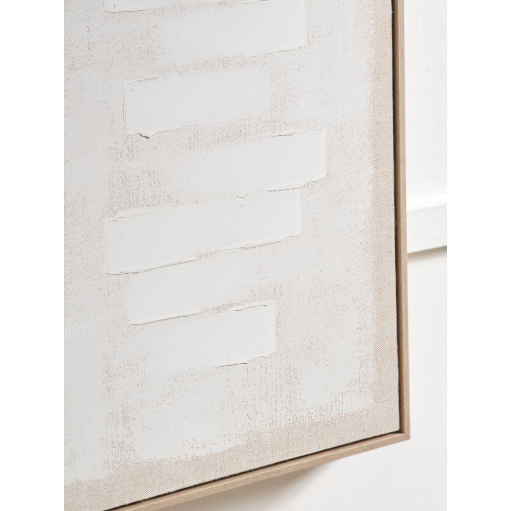 Textured Canvas White and Natural with Natural Frame