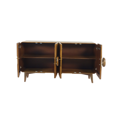 Aranya Solid Wood 4 Door Carved  Sideboard