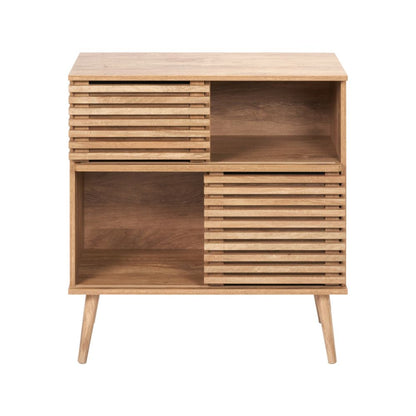 Larvik Natural Eucalyptus Wood 2 Door 2 Shelf Unit
