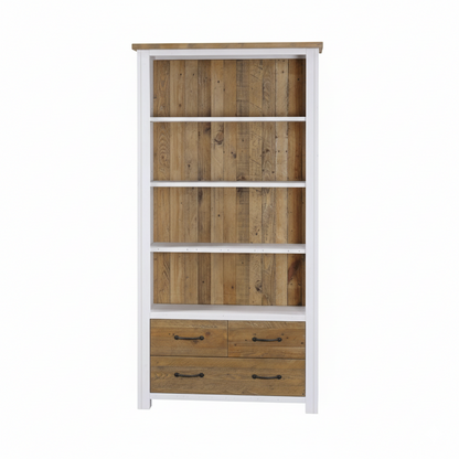 Splash of White Large Open Bookcase with Drawers