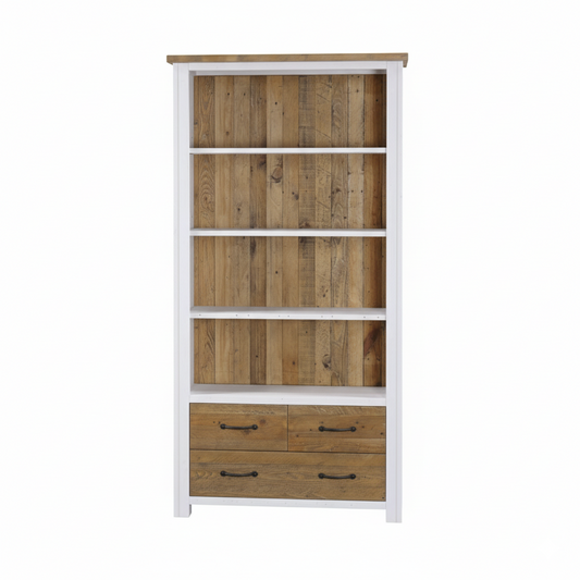 Splash of White Large Open Bookcase with Drawers