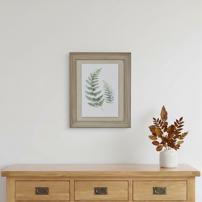 Watercolour Fern Duo In Washed Wood Frame Wall Art