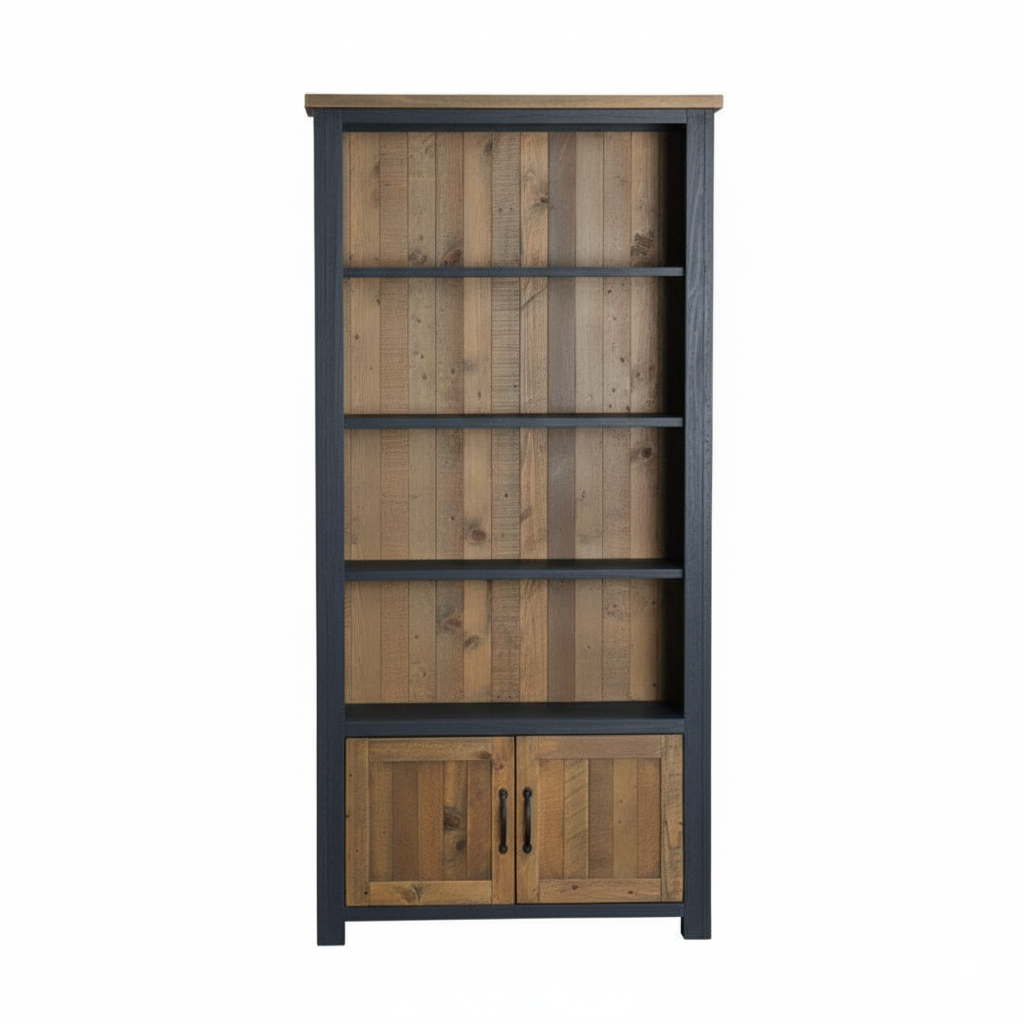 Splash of Blue Large Open Bookcase with Doors