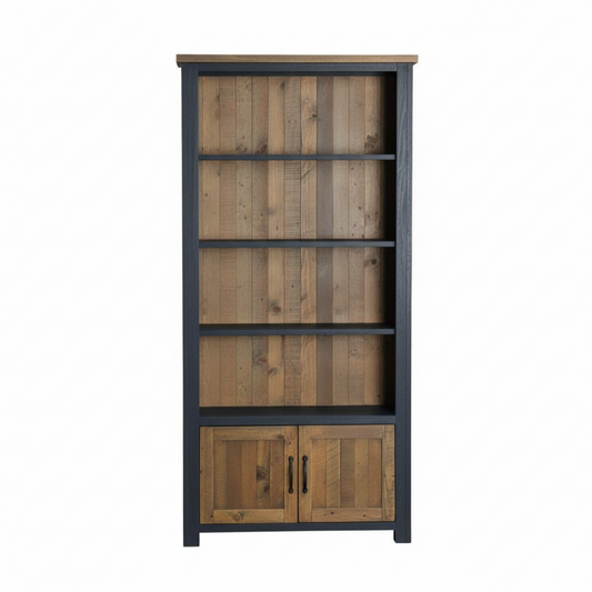 Splash of Blue Large Open Bookcase with Doors