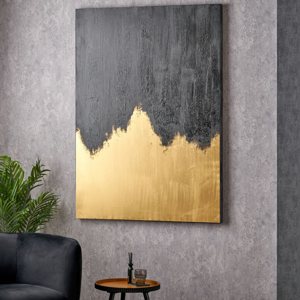 Frameless Canvas Black or White and Gold Abstract