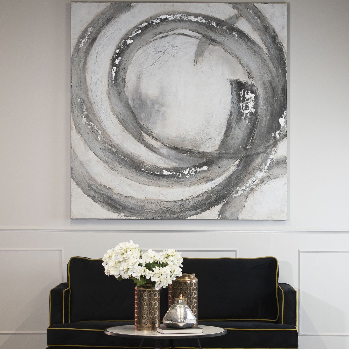 Galaxy Silver And Grey Hand Painted Canvas Wall Art