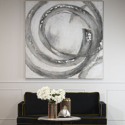 Galaxy Silver And Grey Hand Painted Canvas Wall Art