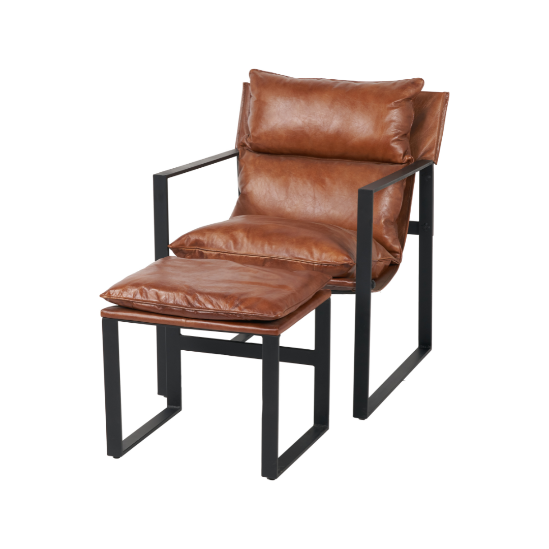 Nico Leather Chair and Footstool