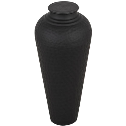 Hammered Matte Black With Lid Vase