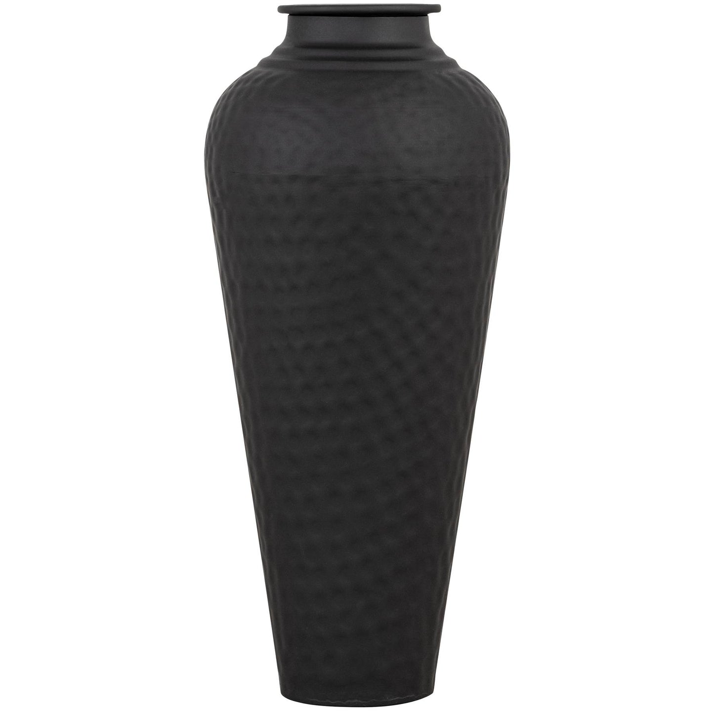 Hammered Matte Black With Lid Vase