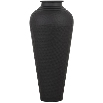 Hammered Matte Black With Lid Vase