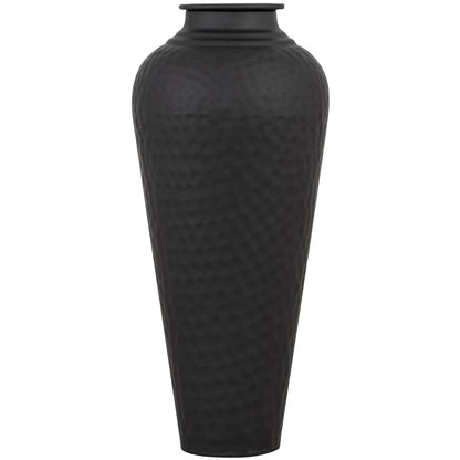 Hammered Matte Black With Lid Vase