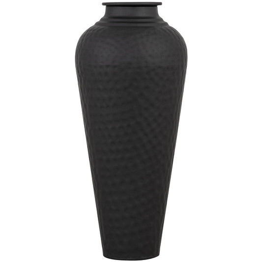 Hammered Matte Black With Lid Vase