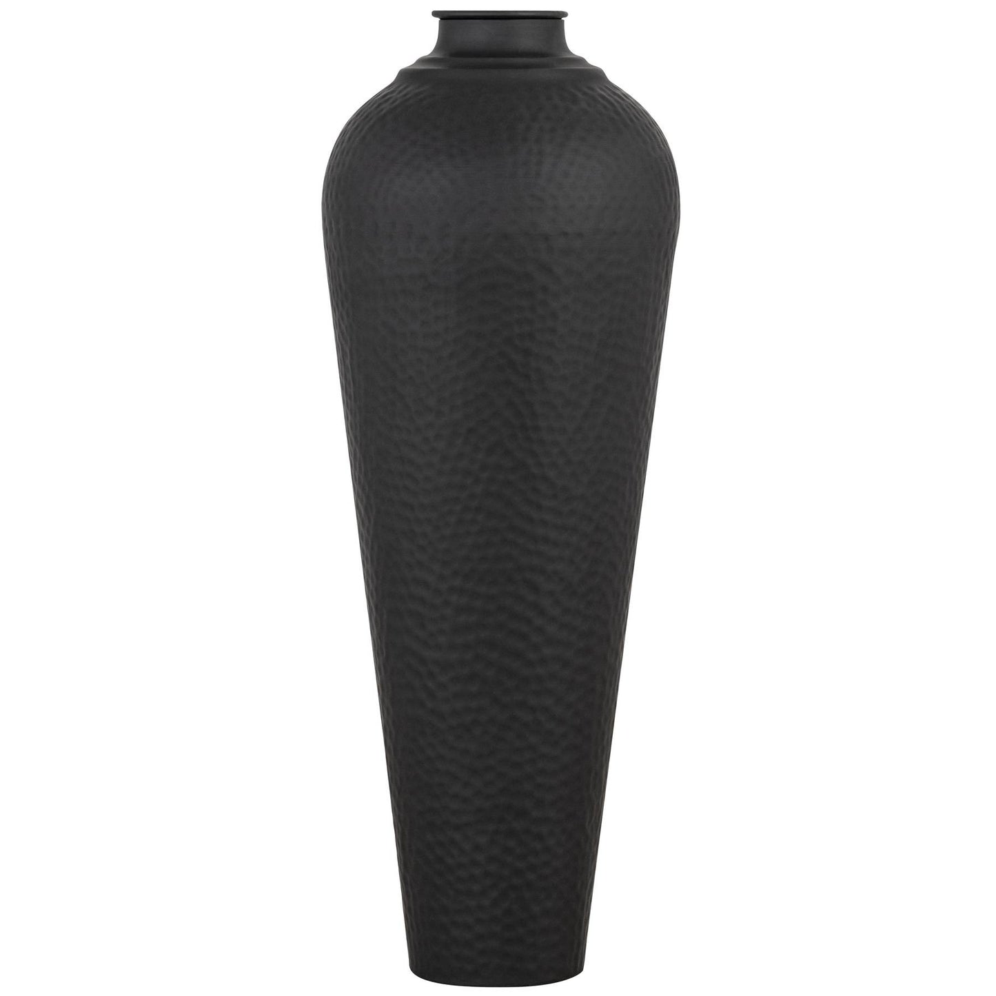 Hammered Matte Black Medium With Lid Vase