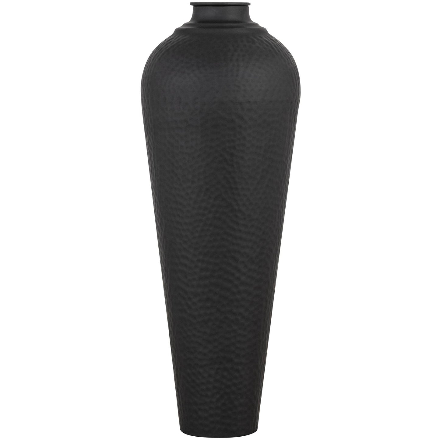 Hammered Matte Black Medium With Lid Vase