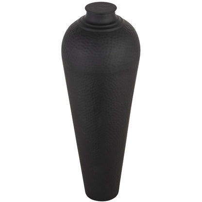 Hammered Matte Black Large With Lid Vase
