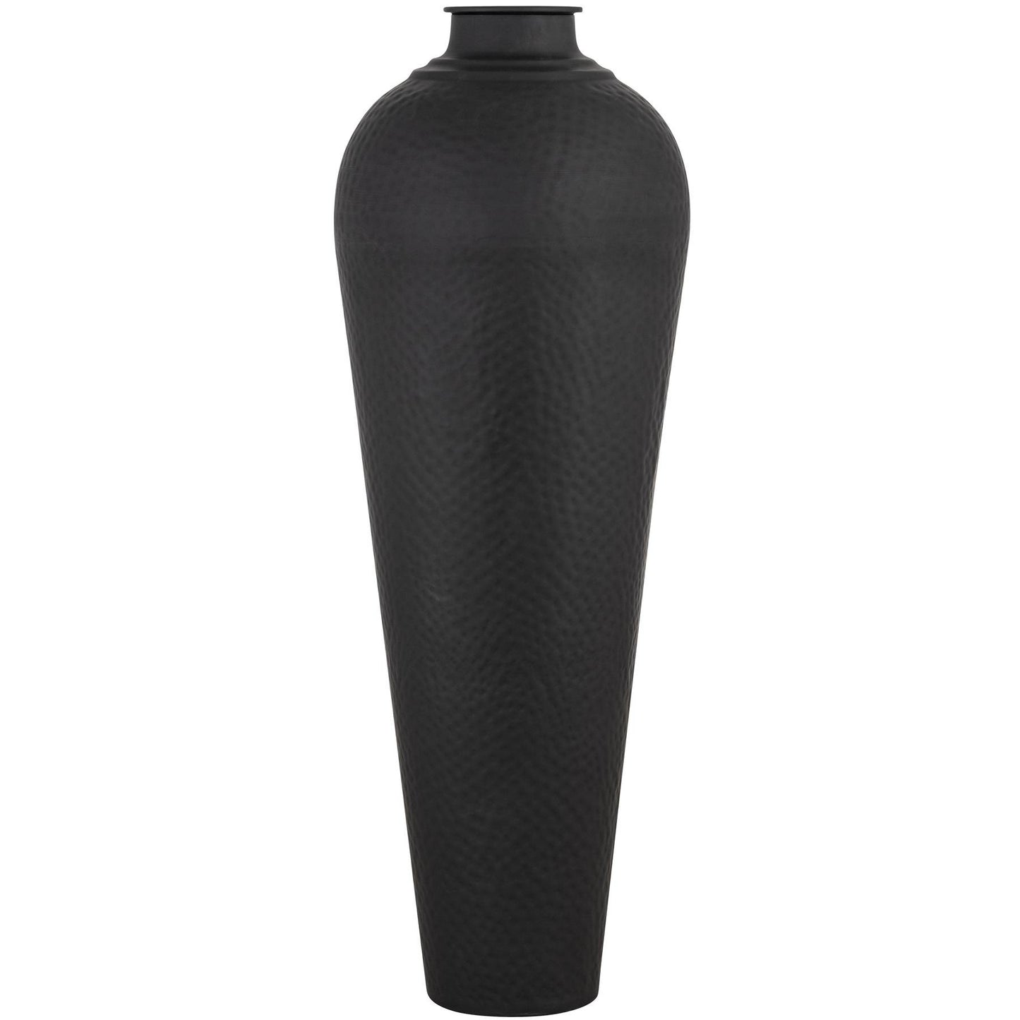 Hammered Matte Black Large With Lid Vase