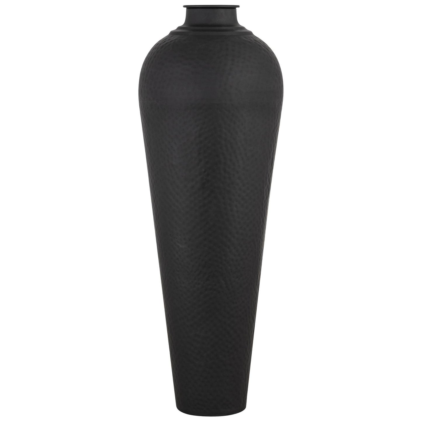 Hammered Matte Black Large With Lid Vase