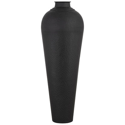 Hammered Matte Black Large With Lid Vase