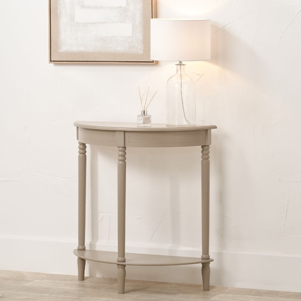 Heritage Pine Wood Half Moon Console Table