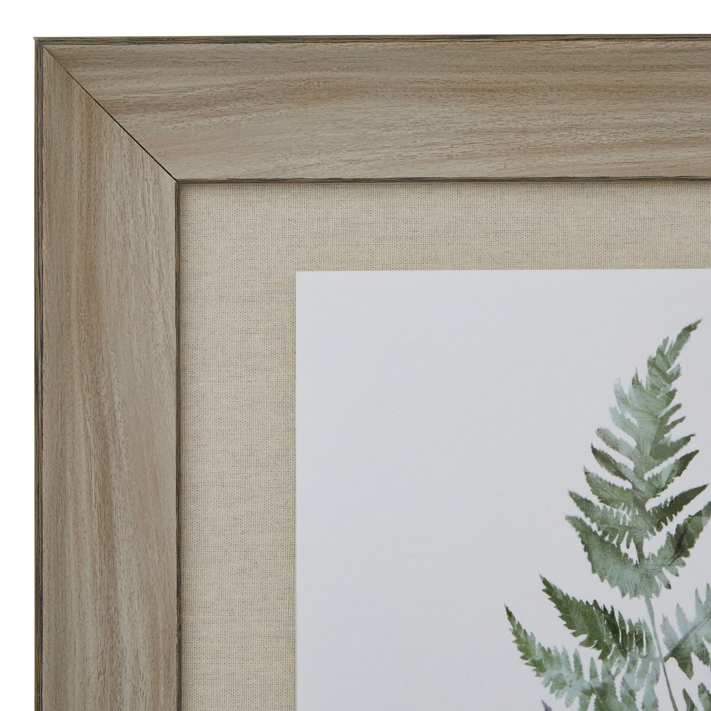 Watercolour Bracken Fern In Washed Wood Frame Wall Art
