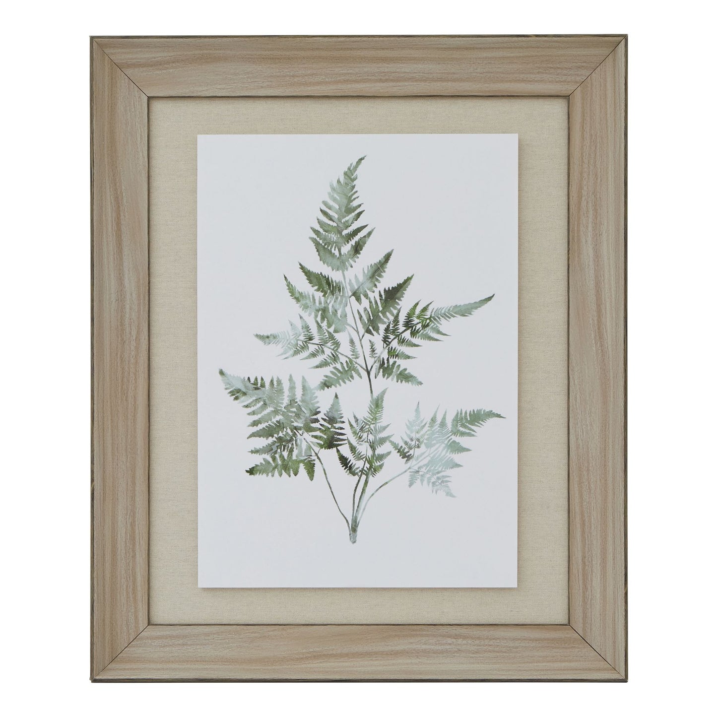 Watercolour Bracken Fern In Washed Wood Frame Wall Art