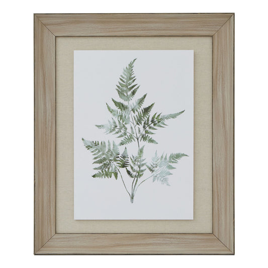 Watercolour Bracken Fern In Washed Wood Frame Wall Art