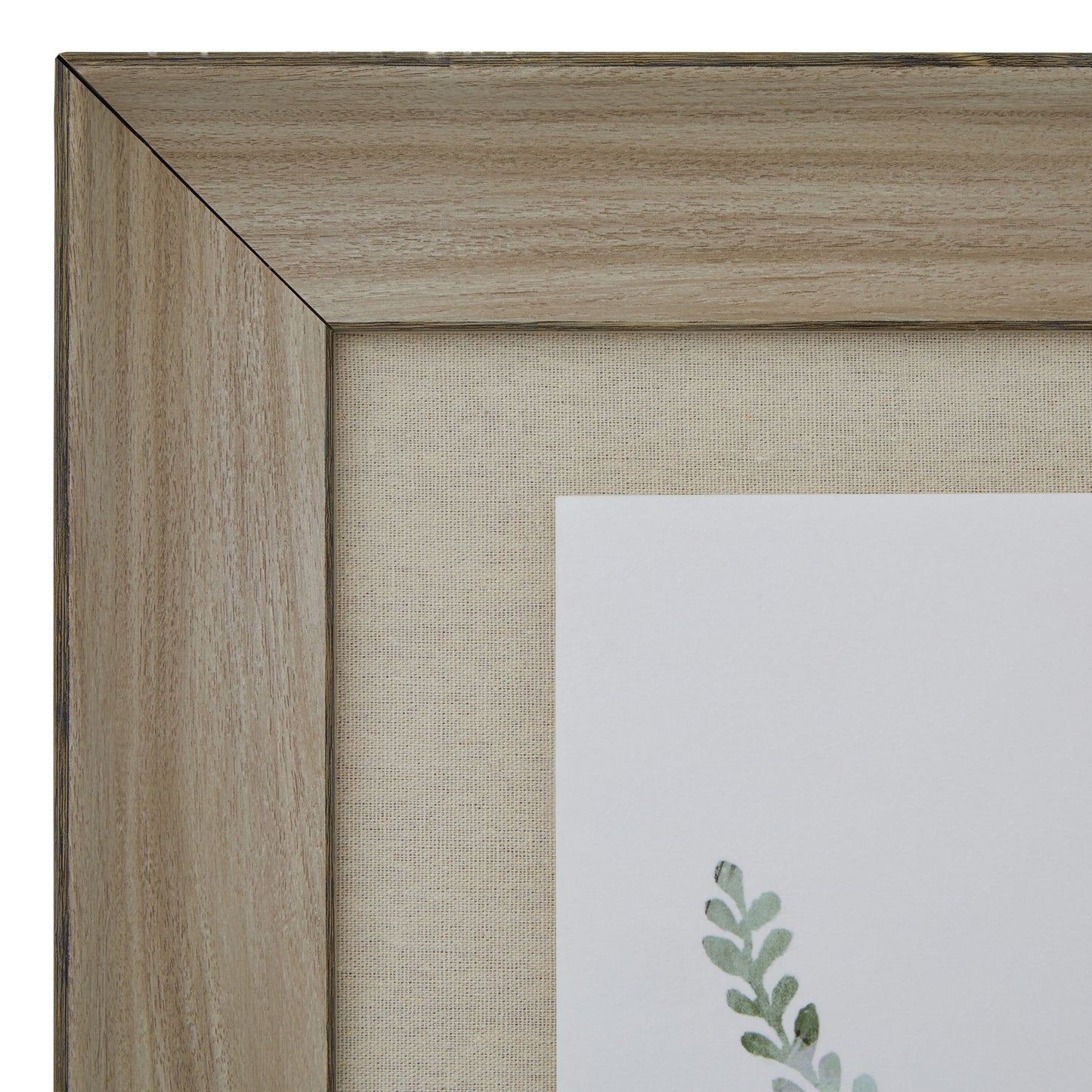 Watercolour Delicate Fern In Washed Wood Frame Wall Art