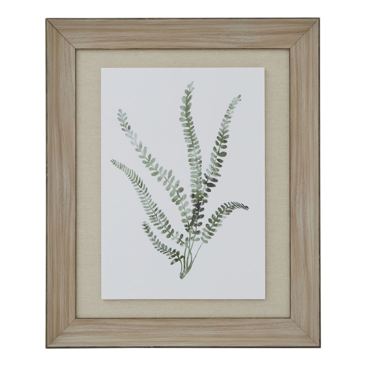 Watercolour Delicate Fern In Washed Wood Frame Wall Art