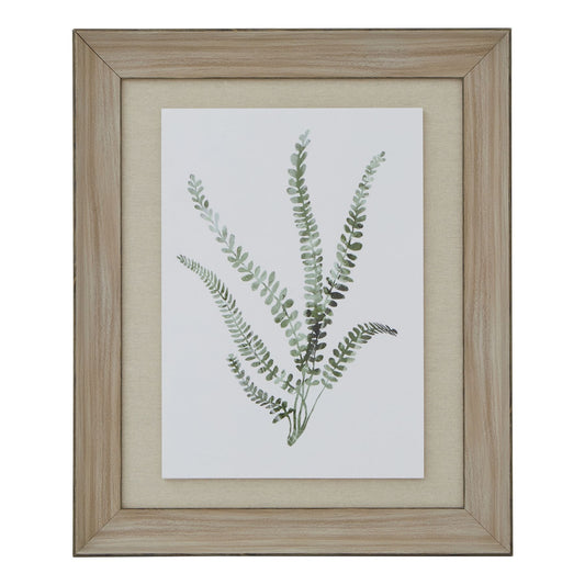 Watercolour Delicate Fern In Washed Wood Frame Wall Art