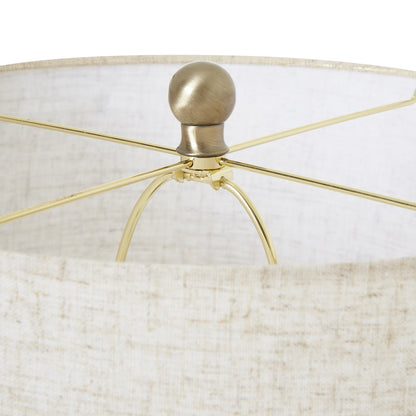 White Wash Wicker Globe Table Lamp