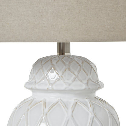 White Ceramic Ginger Jar Table Lamp
