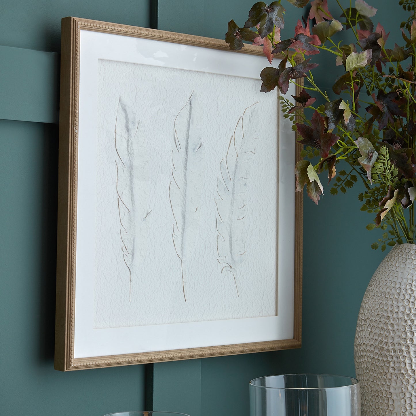 Solli White Feathers Framed Canvas Wall Art